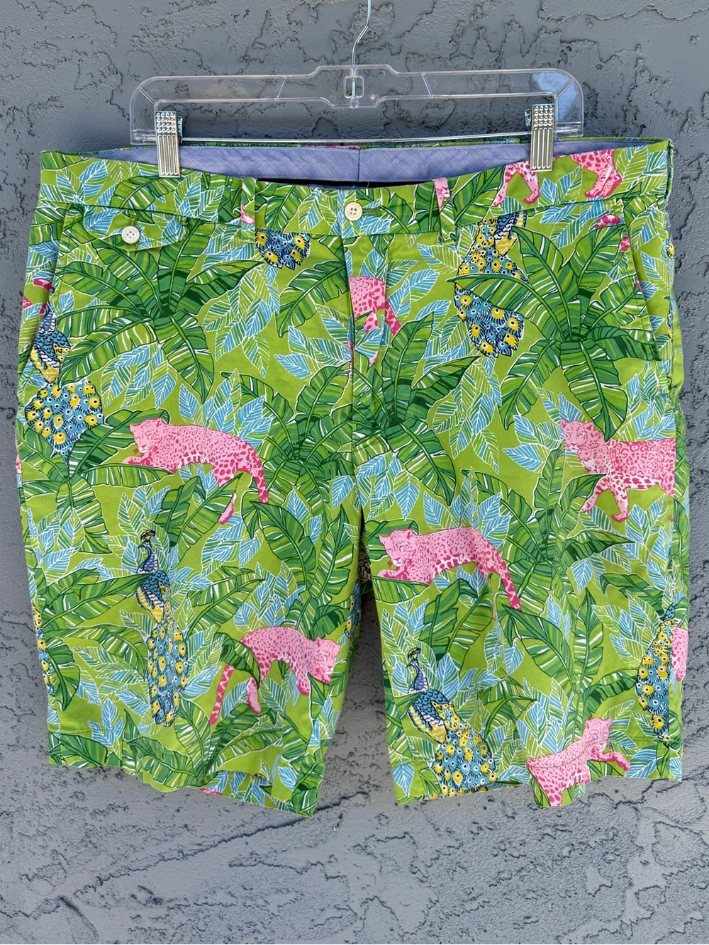 Polo Golf Ralph Lauren Lily Jungle Print Pink Leopard Peacock Cotton Shorts 38